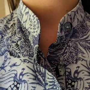 Dana Buchman Silk Damask Sleeveless Vest Mandarin Collar Purple, Black, White